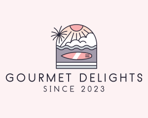 Sunset Surfing Beach  logo design