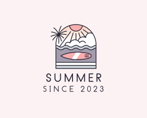 Sunset Surfing Beach  logo design