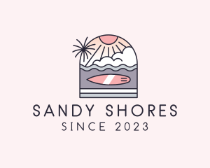 Beach - Sunset Surfing Beach logo design