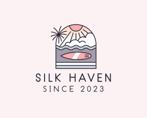 Sunset Surfing Beach  logo design