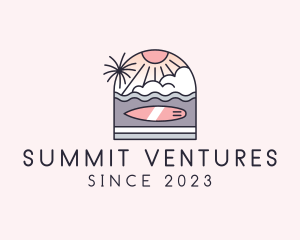 Sunset Surfing Beach  logo design