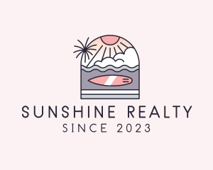 Sunset Surfing Beach  logo design