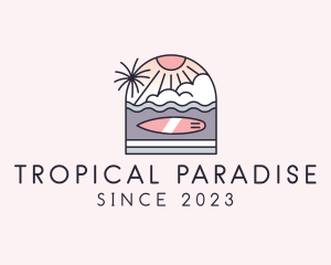 Hawaii - Sunset Surfing Beach logo design