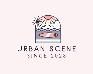 Scene - Sunset Surfing Beach logo design