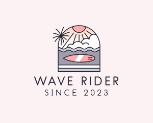 Surf - Sunset Surfing Beach logo design