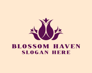 Flowering - Purple Tulip Bouquet logo design