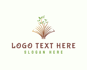 Library - Book Tree Planting logo design