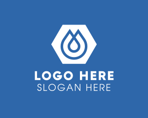 Water Droplet Hexagon Logo