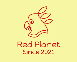 Red Leafy Parrot  logo design