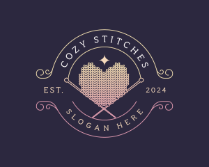 Knitting - Heart Knitting Crochet logo design