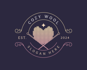 Wool - Heart Knitting Crochet logo design