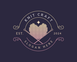 Knit - Heart Knitting Crochet logo design