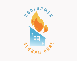 Heating Cooling House Logo