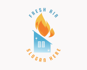 Heating Cooling House logo design