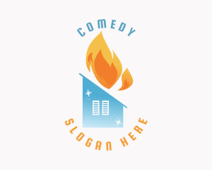 Gradient - Heating Cooling House logo design