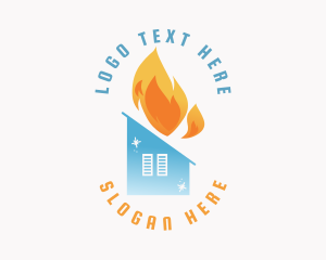 Energy - Heating Cooling House logo design