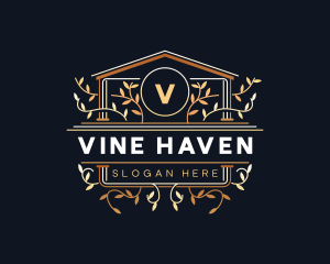 Luxury Floral Vineyard logo design