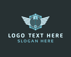 Cog - Piston Wings Mechanic logo design