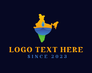 Geography - India Map Meditation logo design