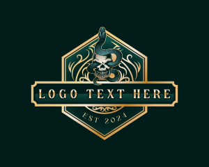 Skeleton - Snake Skull Death logo design