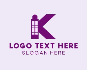 Architecture - Purple Minimalist K Tower logo design