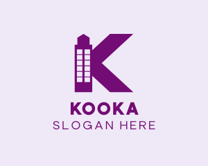 Purple Minimalist K Tower logo design