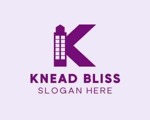 Purple Minimalist K Tower logo design