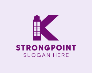 Initial - Purple Minimalist K Tower logo design