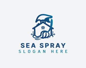 Sanitation Spray Cleaning logo design