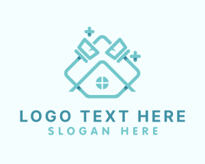 Clean - House Broom Cleaning logo design