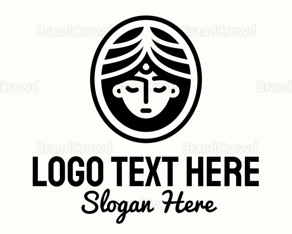 South Asian Woman Hairdresser Logo