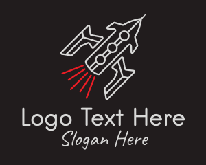 Rocketship - Spaceship Line Art logo design