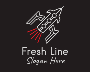 Spaceship Line Art logo design