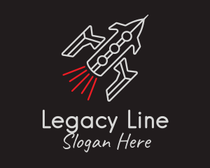 Spaceship Line Art logo design