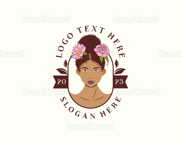 Floral Afro Woman Logo