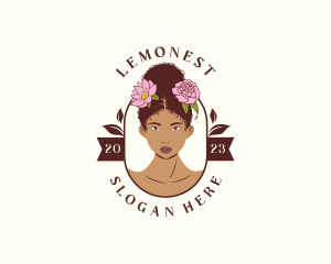 Beautician - Floral Afro Woman logo design