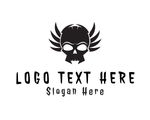 Motorbike - Winged Skull Tattoo logo design