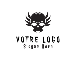Heavy Metal - Winged Skull Tattoo logo design