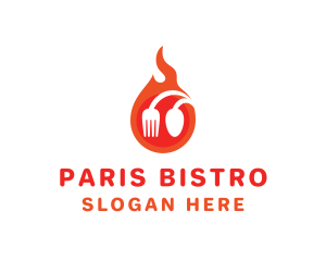 Fire Restaurant Spoon Fork logo design