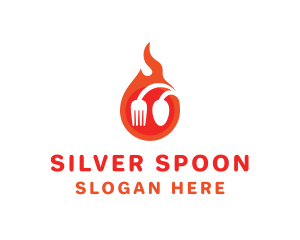 Fire Restaurant Spoon Fork logo design