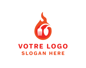 Canteen - Fire Restaurant Spoon Fork logo design