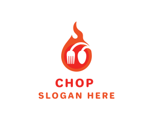 Eatery - Fire Restaurant Spoon Fork logo design