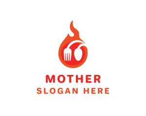 Hot - Fire Restaurant Spoon Fork logo design
