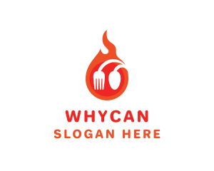 Spicy - Fire Restaurant Spoon Fork logo design
