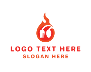 Fork - Fire Restaurant Spoon Fork logo design