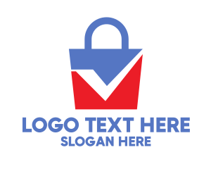 Task - Blue Red Checkmark Bag logo design