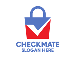 Blue Red Checkmark Bag logo design