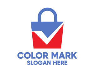 Marker - Blue Red Checkmark Bag logo design