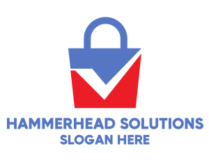 Blue Red Checkmark Bag logo design
