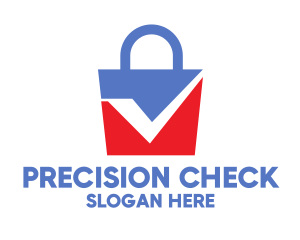 Blue Red Checkmark Bag logo design